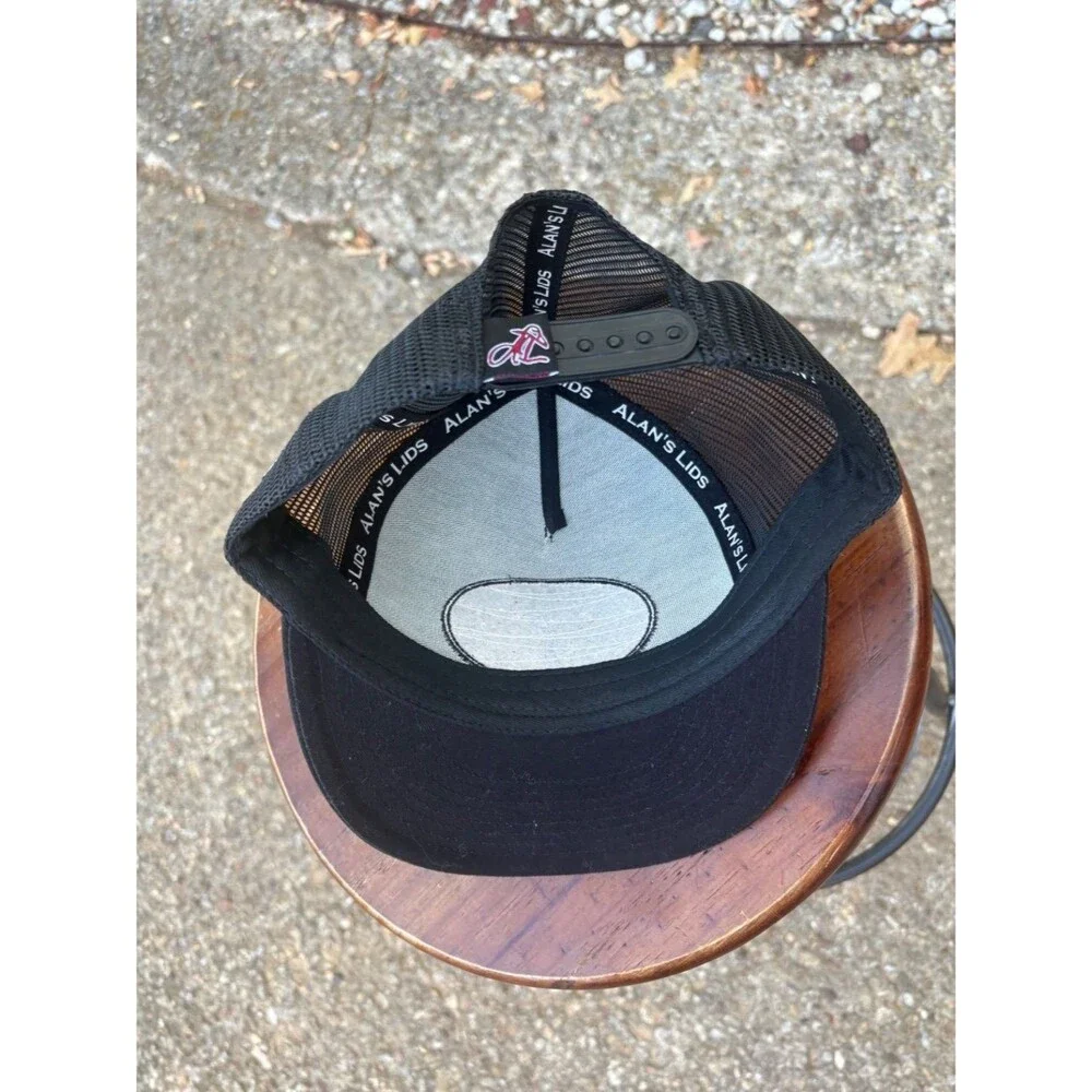 Alan's Lids Trucker Hat OS Black Fabric and Mesh Construction Six-panel Crown